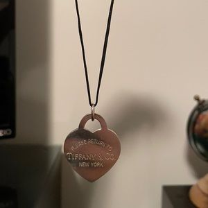 Tiffany & Co. Heart Tag Charm with Black String